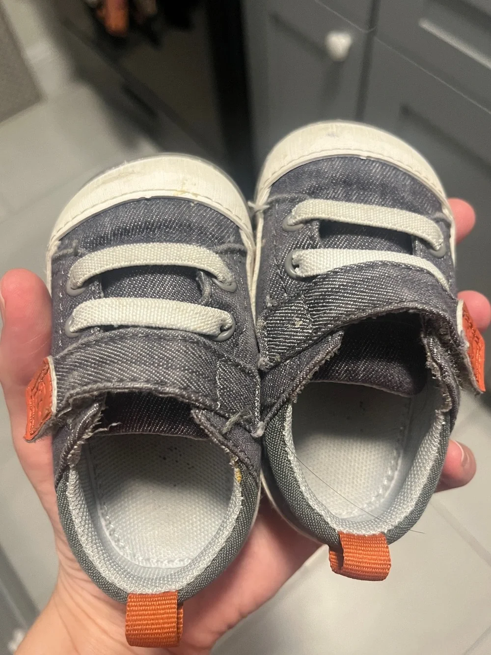 See Kai Run Stevie Mini Gray Denim early walkers